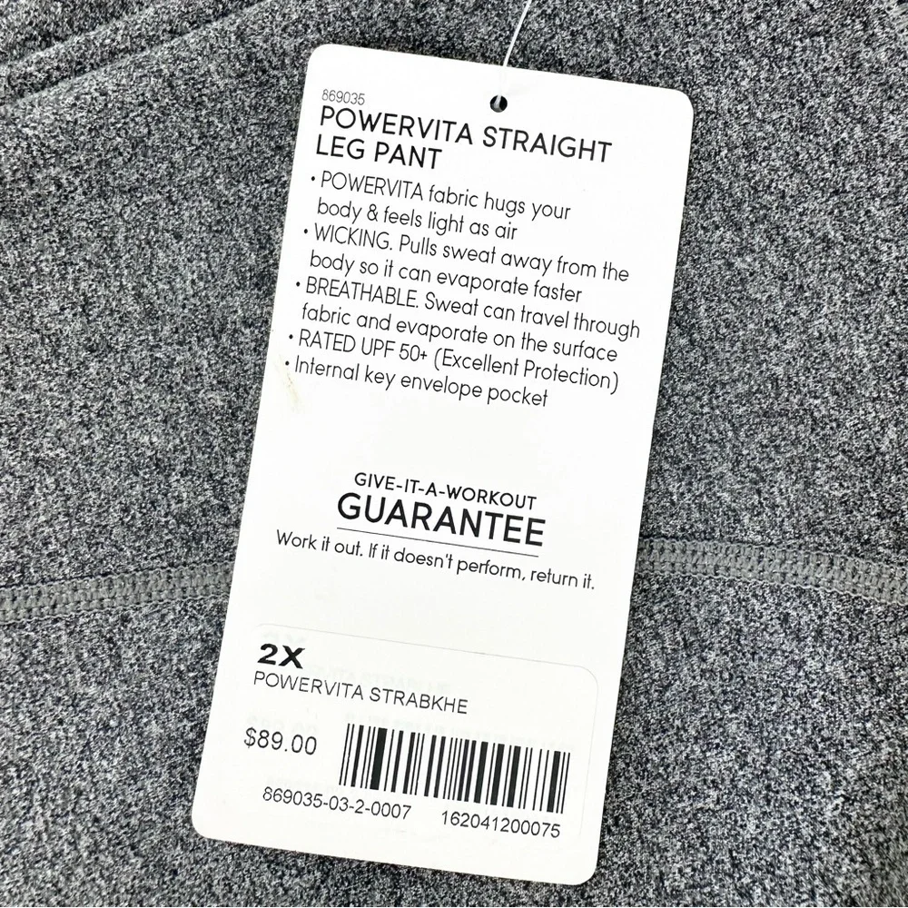 NWT gray Athleta Powervita Straight Leg Pant activewear athleisure yoga 2X plus